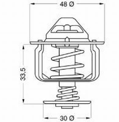Thermostat Toyota Avensis 82° 48mm Teller, unten 30mm, mit Pin